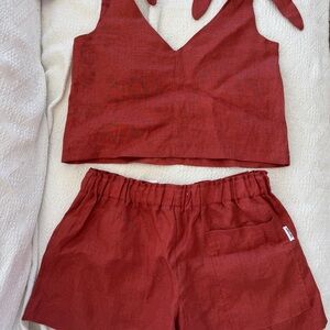 Red Linen Tank Top